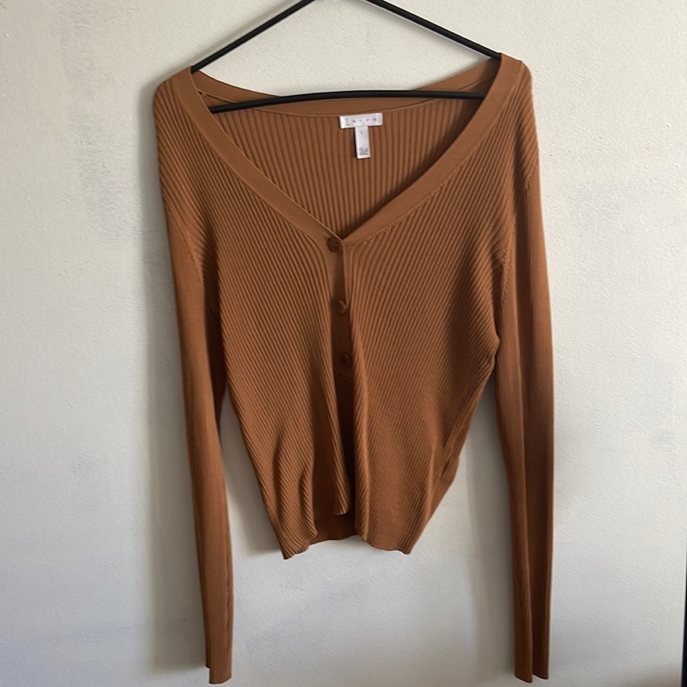 Brown Ribbed Cardigan Shirt
